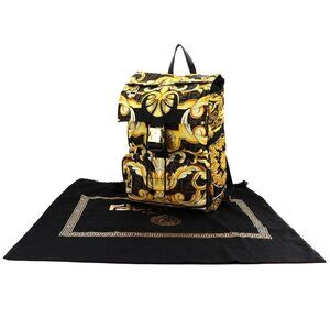 FENDI FENDACE Backpack Nylon Leather Black Yellow 7VZ066 Purse 90280009